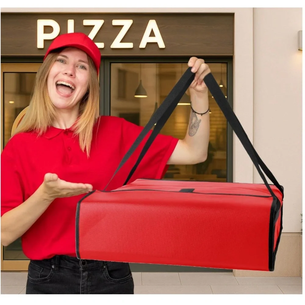 Set of 2 Insulated Delivery Bags Hot Food Pizza Tote Straps Zipper new Used